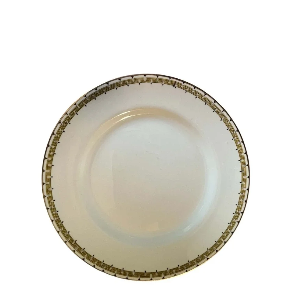 Cleveland China Cream Gold Greek Key 18K Gold Trim Small Plates Saucers Set of 3